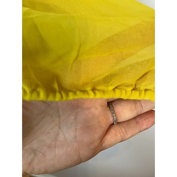 Lane Bryant Top Women 22 Yellow Pullover Sheer Crochet Peasant Boho Western 80s - Picture 9 of 14